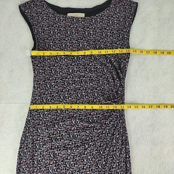 Loft Women's Floral Blue, Pink, and White Flowers Lined Midi Dress Size Medium - Picture 7 of 10